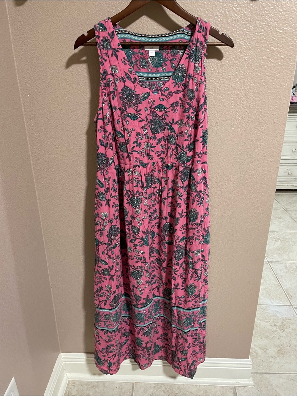 J. Jill Pink Floral Sleeveless Maxi Dress